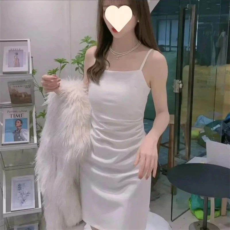 Strappy Dress 2026 Summer New Style Waist-Cinching Slimming Dress for Women, Covering the Body, Elegant, Sexy, Solid Color Bodycon Dress