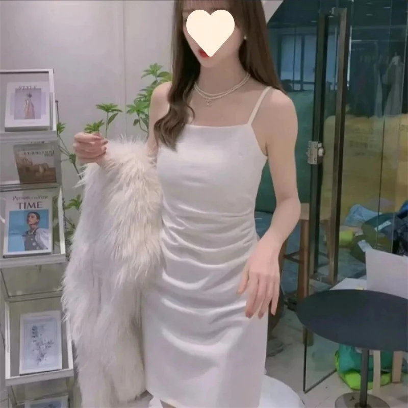 Strappy Dress 2026 Summer New Style Waist-Cinching Slimming Dress for Women, Covering the Body, Elegant, Sexy, Solid Color Bodycon Dress