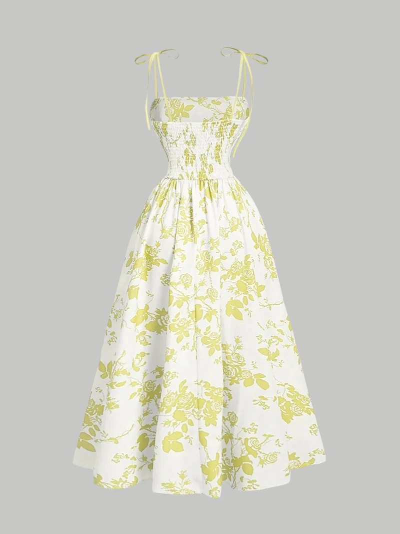 Amazon 2025 European and American New Women's Floral Printed Sling Homecoming dress Summer Sun Dress Spring Dress