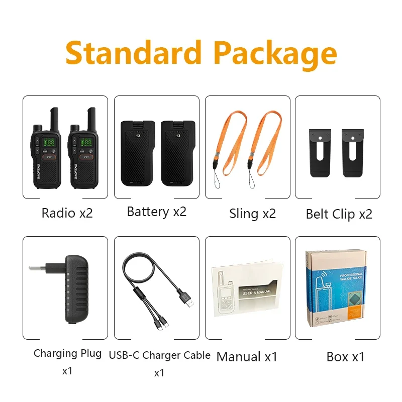 PMR446 BF-T18 Handheld PMR Walkie Talkie Radio Station Transmitter 1500mAh Wireless Device Long Range Two Way Radios Flashligh