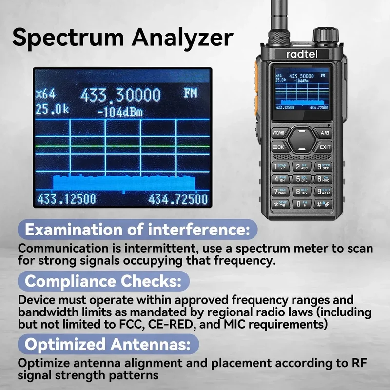 Radtel RT-910 Dual Band Walkie Talkie with 960 Channels Portable Ham Radio NOAA Spectrum Analyzer AM FM