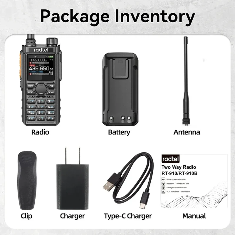 Radtel RT-910 Dual Band Walkie Talkie with 960 Channels Portable Ham Radio NOAA Spectrum Analyzer AM FM
