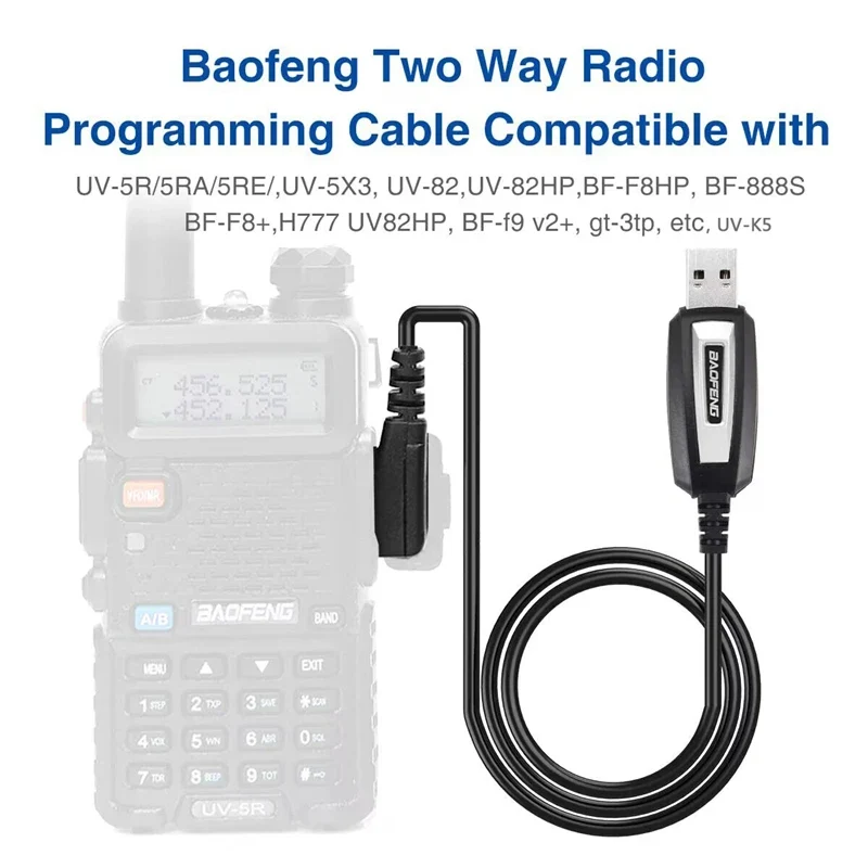 USB Programming Cable For Baofeng UV-5R/82/888S/UV-S9PLUS/UV-13/16/17/21 Pro & Quansheng UV-K5/5R Plus Walkie Talkie
