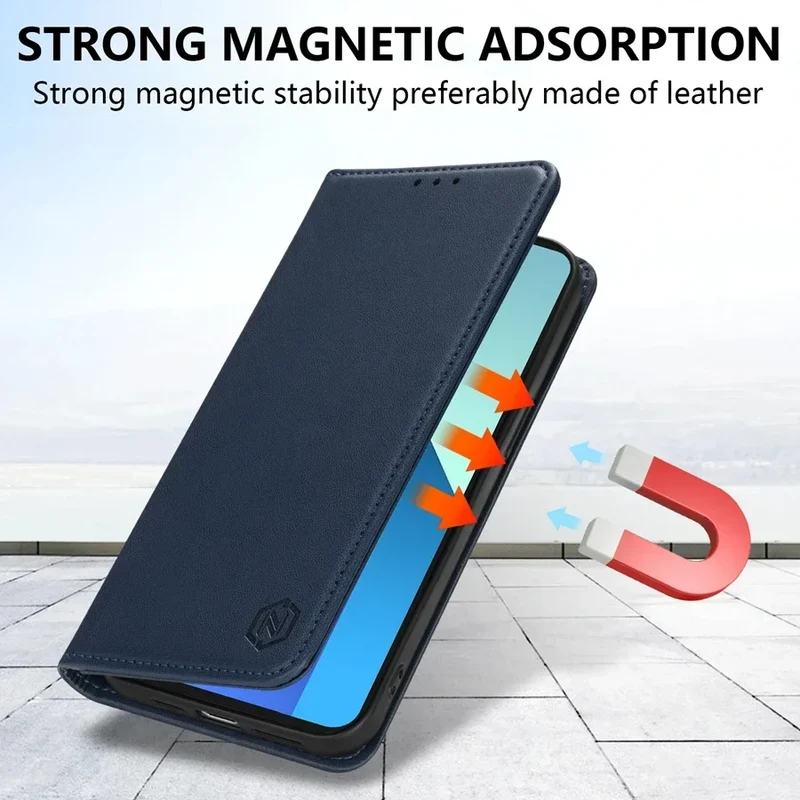 Wallet Skin friendly Magnetic Card Slot Flip Leather Case For Xiaomi 14T Poco X7 C75 M7/X6 Pro Redmi 14C 13 A4 Note 14 Pro+ 14S