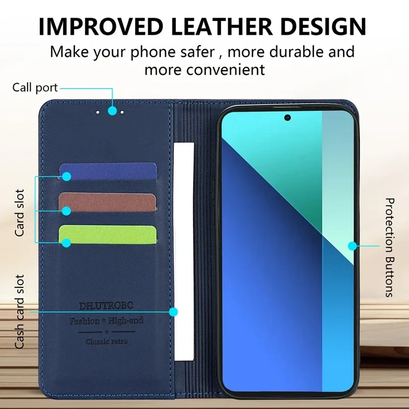 Wallet Skin friendly Magnetic Card Slot Flip Leather Case For Xiaomi 14T Poco X7 C75 M7/X6 Pro Redmi 14C 13 A4 Note 14 Pro+ 14S