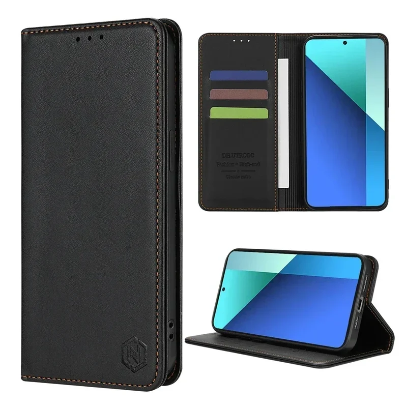 Wallet Skin friendly Magnetic Card Slot Flip Leather Case For Xiaomi 14T Poco X7 C75 M7/X6 Pro Redmi 14C 13 A4 Note 14 Pro+ 14S