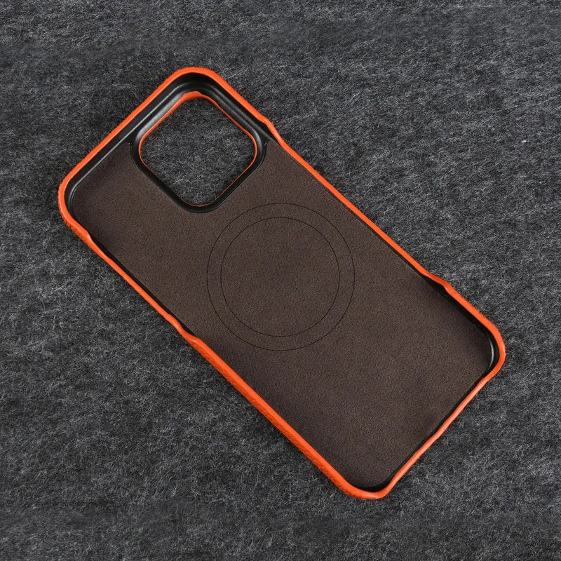 Premium Magnetic Genuine Leather Case For iphone 16 Pro Max 15 14 13 12 11 Wireless Charge Magnet Magsafe Cover Shockproof Coque