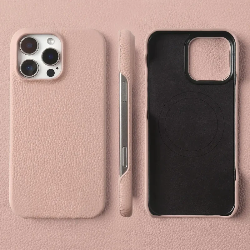 Premium Magnetic Genuine Leather Case For iphone 16 Pro Max 15 14 13 12 11 Wireless Charge Magnet Magsafe Cover Shockproof Coque
