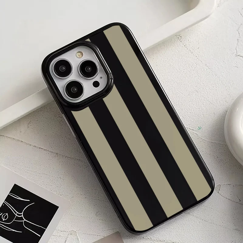 Brown Vertical Stripes Case For iPhone 16 Cases iPhone 15 Pro Max Case For iPhone 14 13 12 11 XS X XR 7 8 Plus Cover Case Funda