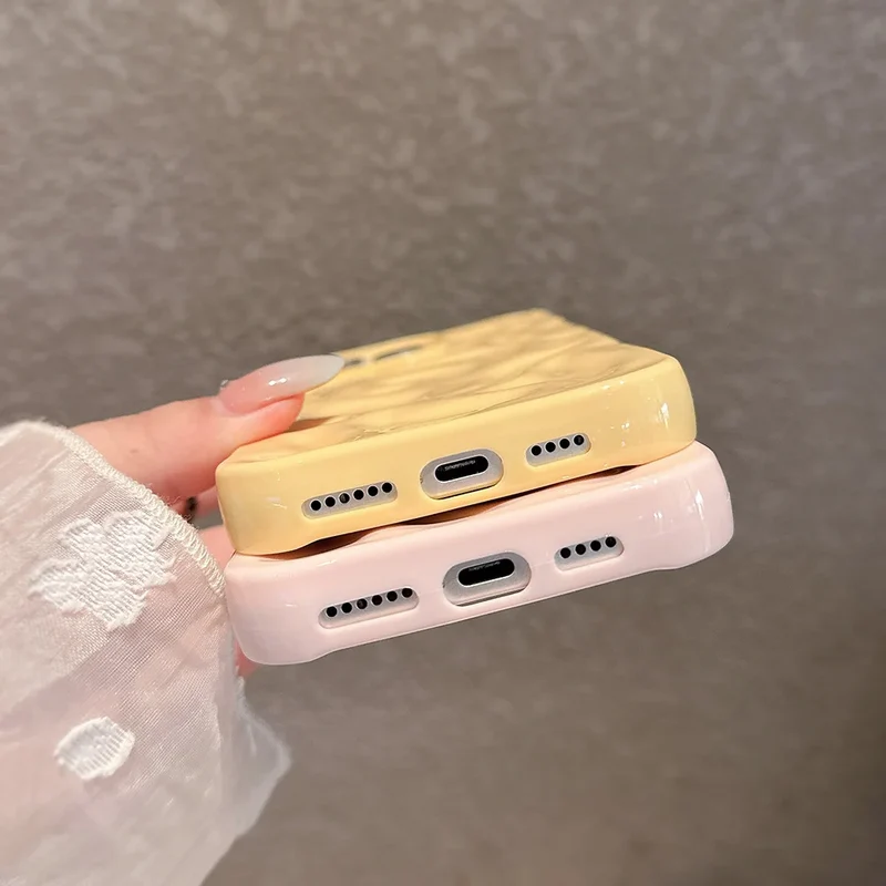 Luxury Soft Silicone For iPhone 11 12 13 14 15 16 17 Pro Max Plus Wave Fold Pattern Candy Bumper Back Cases Protective Cover