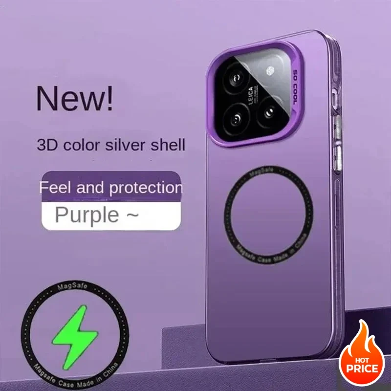 Luxury For Magsafe Wireless Charger Matte Frosted Case For Xiaomi 15T 15TPro 15/14/13 T Ultra Pro Semi-Transparent Protect Cover