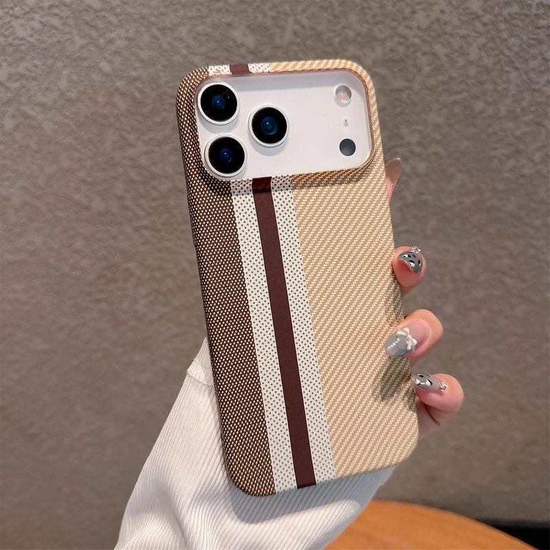 Large Kong Kevlar Carbon Fiber Stripe Texture Hard PC case for iPhone 17 Air 16 15 14 Plus 13 12 ProMax 11 Shockproof Back Cover