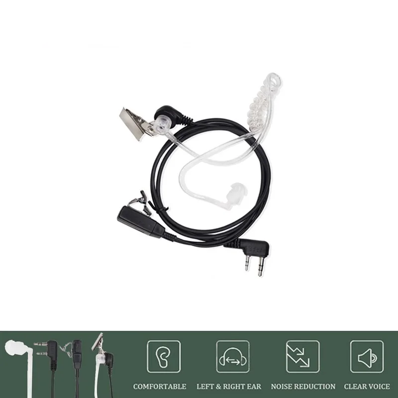 2 Pin PTT MIC Headset Covert Acoustic Tube In-ear Earpiece For Kenwood TYT Baofeng UV-5R BF-888S CB Two Way Radio Accessories