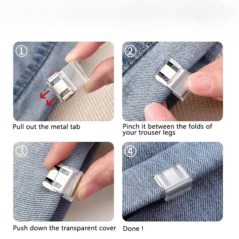 4~10PCS Invisible Leg Shortening Clip, Non-Slip Pants Edge Clip, Quick Fix Hem Clip, Hidden Pants Adjuster, Sewing Accessories