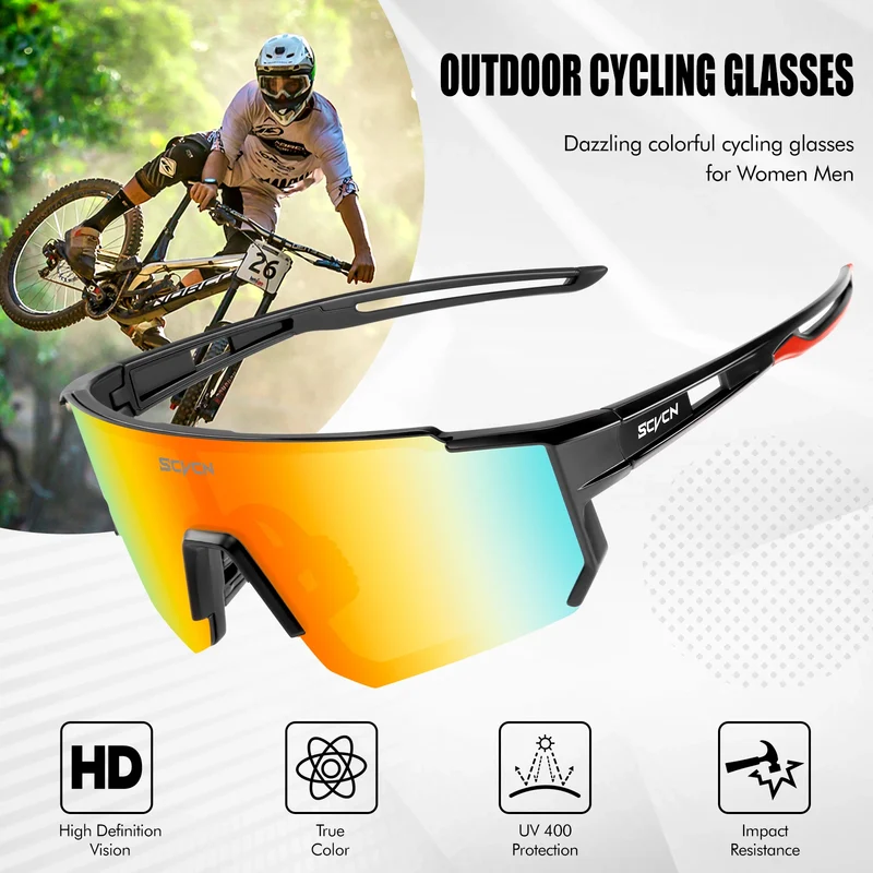 SCVCN new Outdoor Cycling Sunglasses Men MTB Bike Glasses Sports Mountain Climbing fishing Women Bicycle Cycling UV400 Goggles