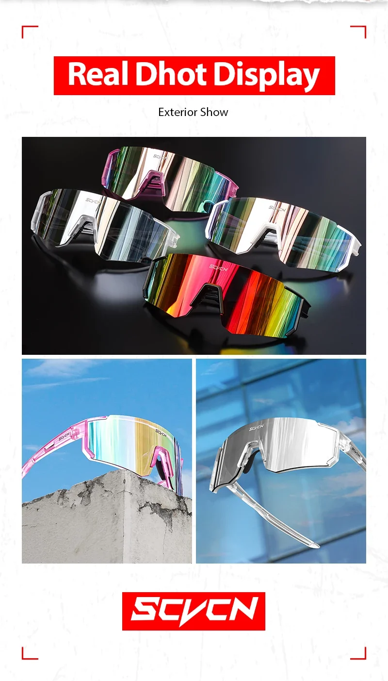 SCVCN new Outdoor Cycling Sunglasses Men MTB Bike Glasses Sports Mountain Climbing fishing Women Bicycle Cycling UV400 Goggles