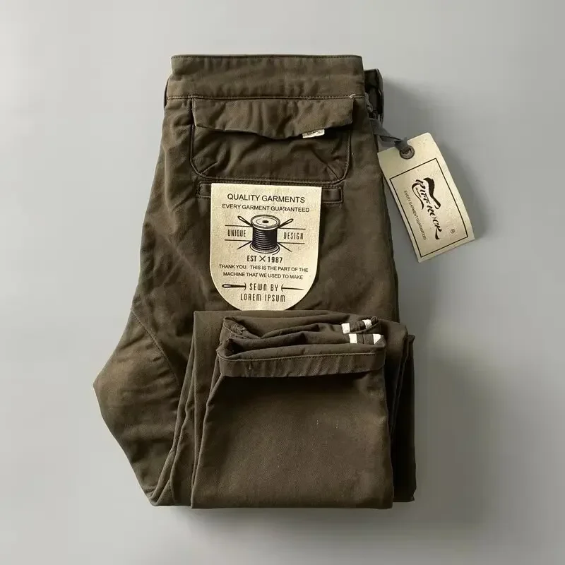 American Style Pure Cotton Heavy Duty Cargo Pants for Men Anti-Dirt Anti-Wear Loose Straight Leg Casual Pants Footwear