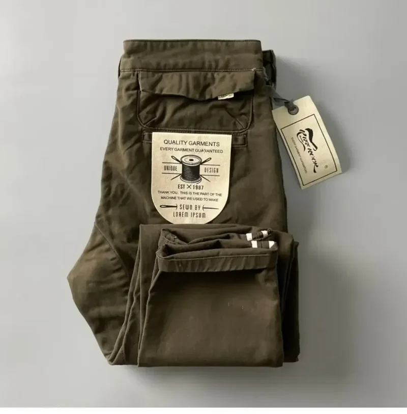 American Style Pure Cotton Heavy Duty Cargo Pants for Men Anti-Dirt Anti-Wear Loose Straight Leg Casual Pants Footwear
