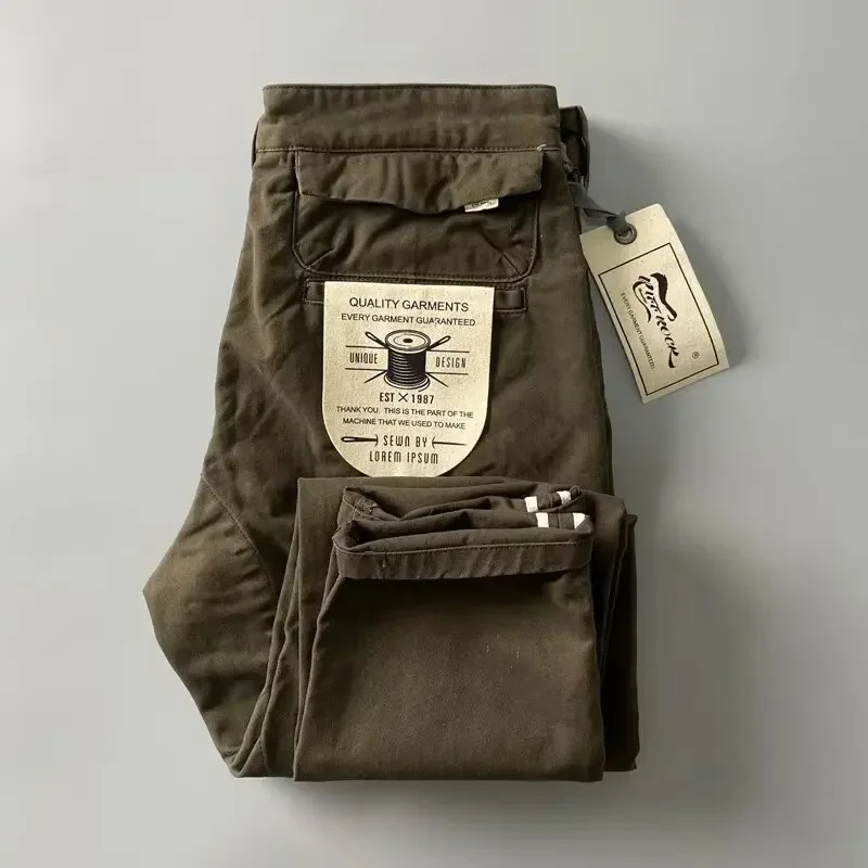 American Style Pure Cotton Heavy Duty Cargo Pants for Men Anti-Dirt Anti-Wear Loose Straight Leg Casual Pants Footwear
