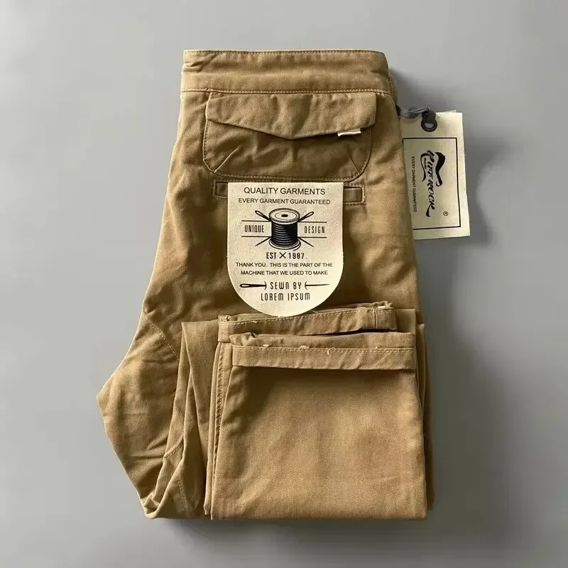 American Style Pure Cotton Heavy Duty Cargo Pants for Men Anti-Dirt Anti-Wear Loose Straight Leg Casual Pants Footwear