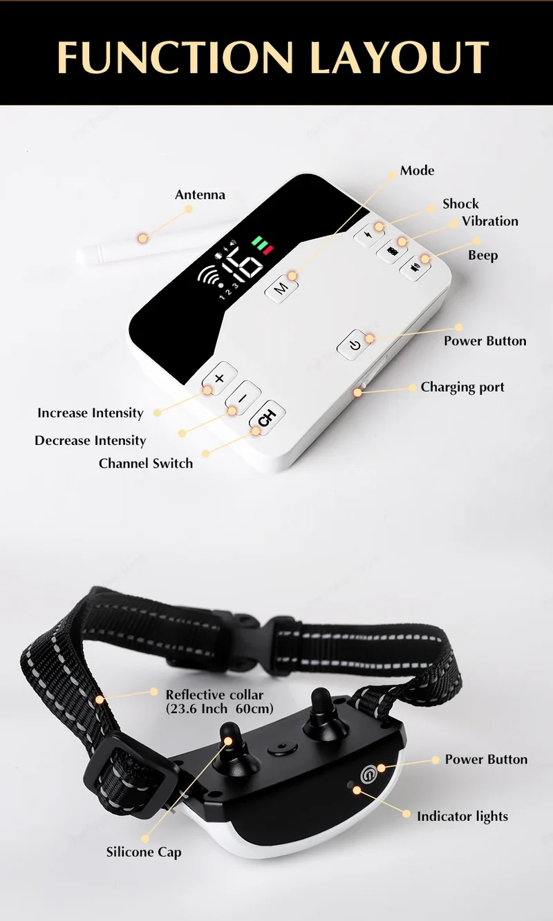 2 In 1 Electric Pet Wireless Fence Dog Training Collar Anti Runaway Up to 3 Dogs Outdoor Pet Containment Rechargeable System