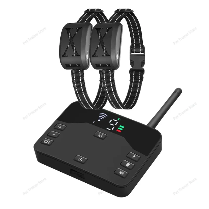 2 In 1 Electric Pet Wireless Fence Dog Training Collar Anti Runaway Up to 3 Dogs Outdoor Pet Containment Rechargeable System