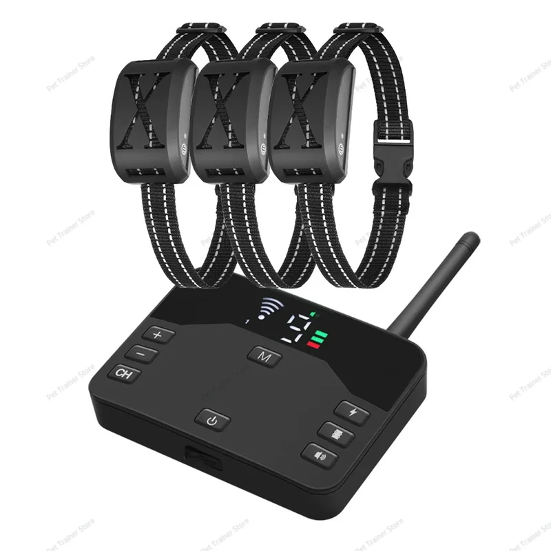 2 In 1 Electric Pet Wireless Fence Dog Training Collar Anti Runaway Up to 3 Dogs Outdoor Pet Containment Rechargeable System