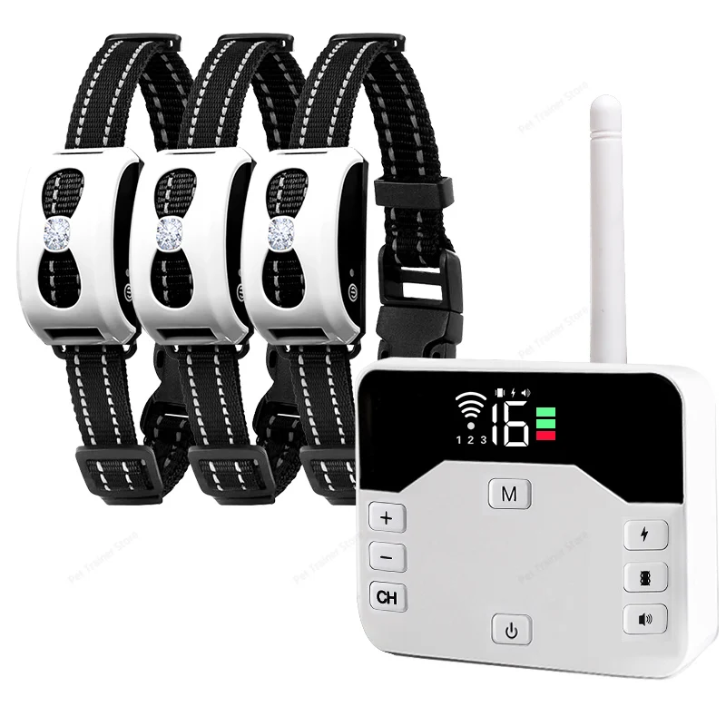 2 In 1 Electric Pet Wireless Fence Dog Training Collar Anti Runaway Up to 3 Dogs Outdoor Pet Containment Rechargeable System
