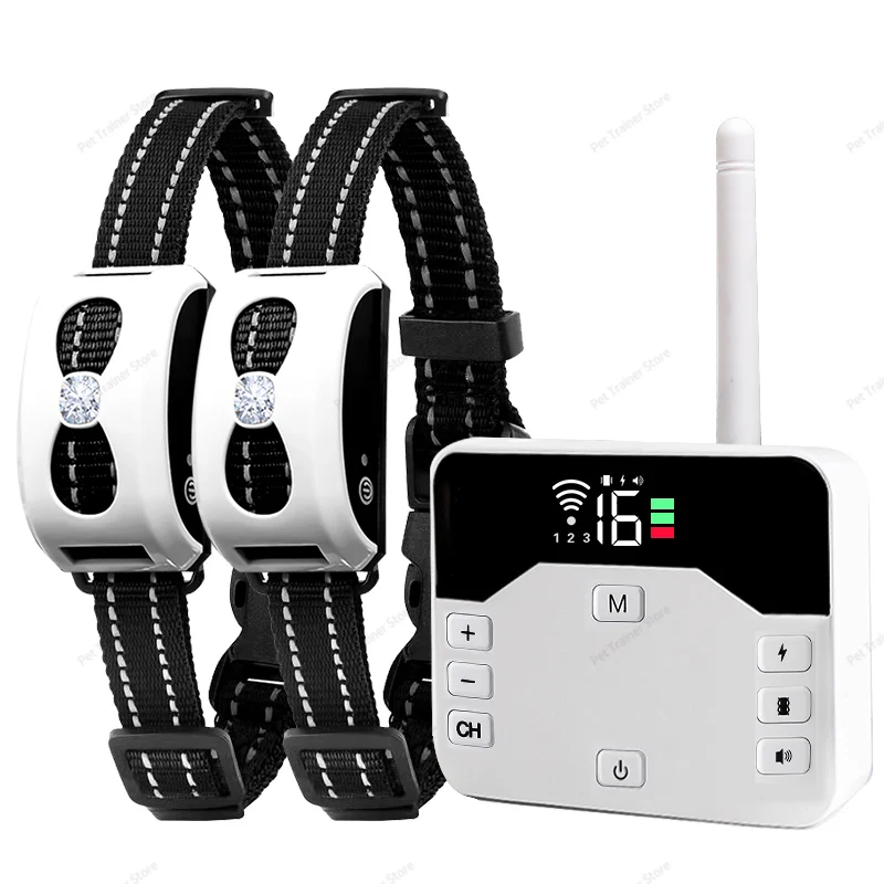 2 In 1 Electric Pet Wireless Fence Dog Training Collar Anti Runaway Up to 3 Dogs Outdoor Pet Containment Rechargeable System