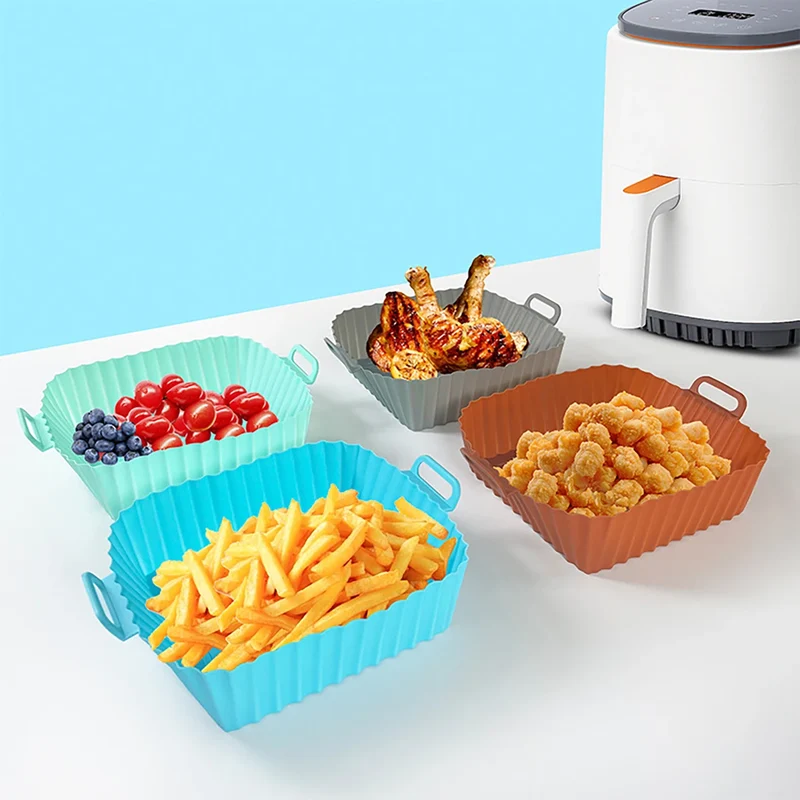 Silicone Air Fryer Liners Pot,Airfryer Basket Cooking Gadgets ,Reusable Baking Tray Non-stick Pizza Pan Oven Kitchen Accessories