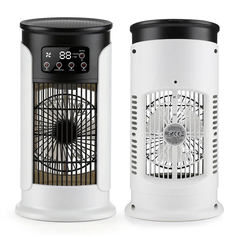 Portable Air Conditioner Fan 6 Speeds Misting Humidifier USB Desktop Cooler LED Display Timer Home Office Personal Summer