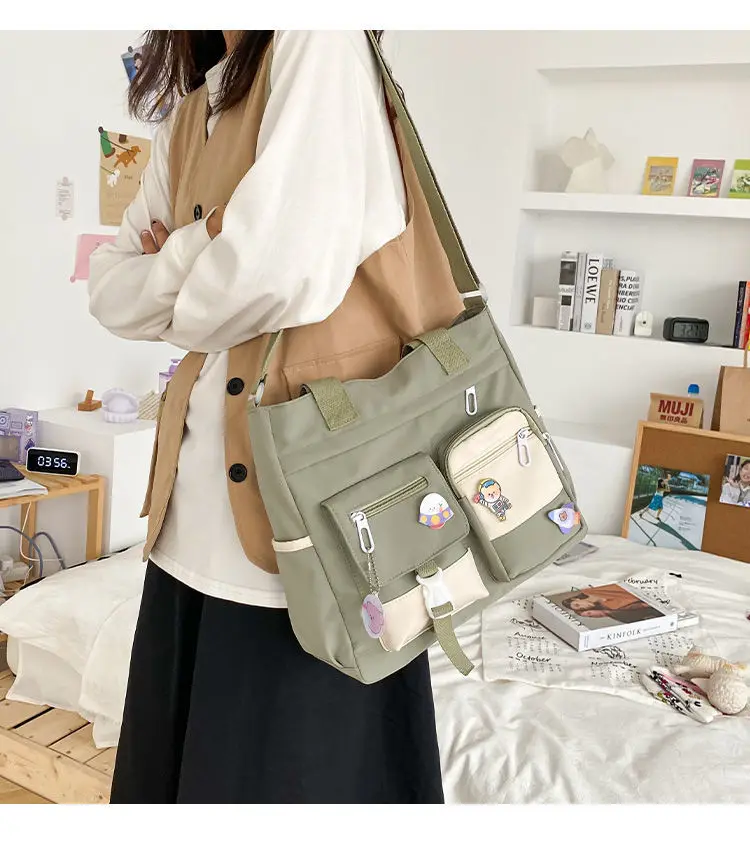 Waterproof Canvas Women Handbags Shoulder Bag Nylon Ladies Messenger Bag Oxford Crossbody Bags Tote Book Bags for Girls Satchels