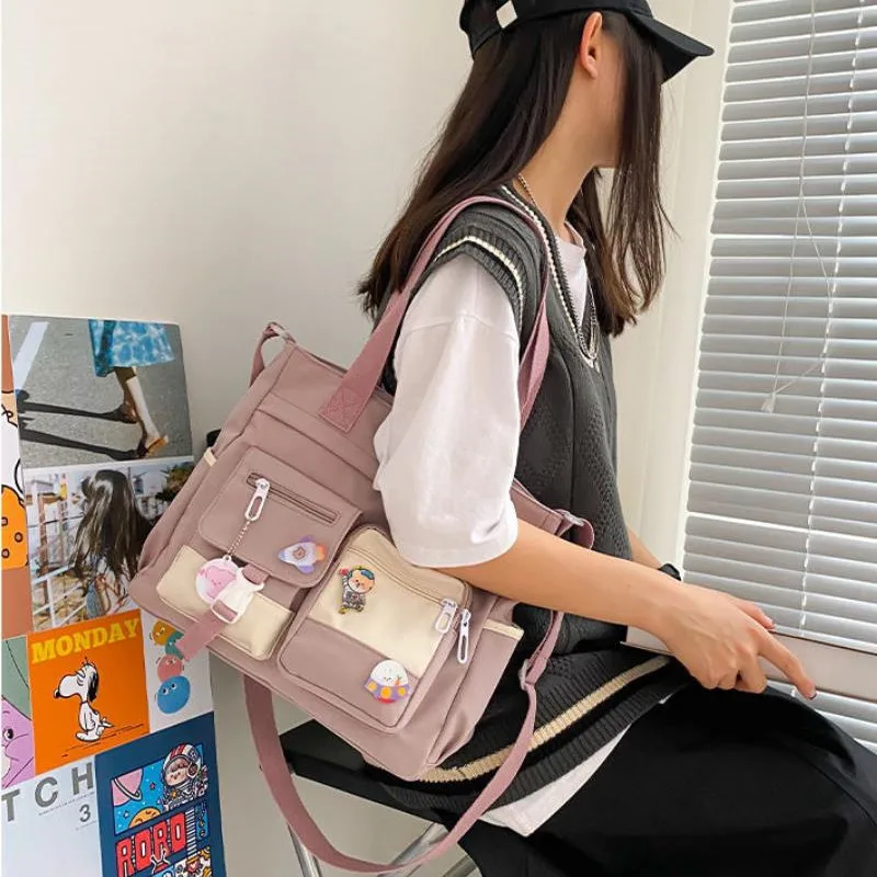 Waterproof Canvas Women Handbags Shoulder Bag Nylon Ladies Messenger Bag Oxford Crossbody Bags Tote Book Bags for Girls Satchels