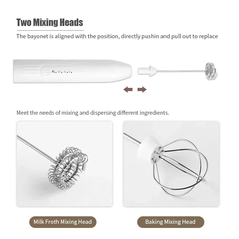 2-in-1 Kitchen Items USB Charging Electric Egg Beater Mini Blender Kitchens Accessories Mixer Household Gadgets Double Head Bar