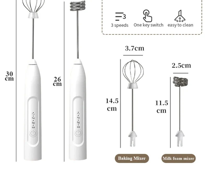2-in-1 Kitchen Items USB Charging Electric Egg Beater Mini Blender Kitchens Accessories Mixer Household Gadgets Double Head Bar