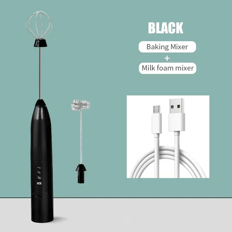 2-in-1 Kitchen Items USB Charging Electric Egg Beater Mini Blender Kitchens Accessories Mixer Household Gadgets Double Head Bar