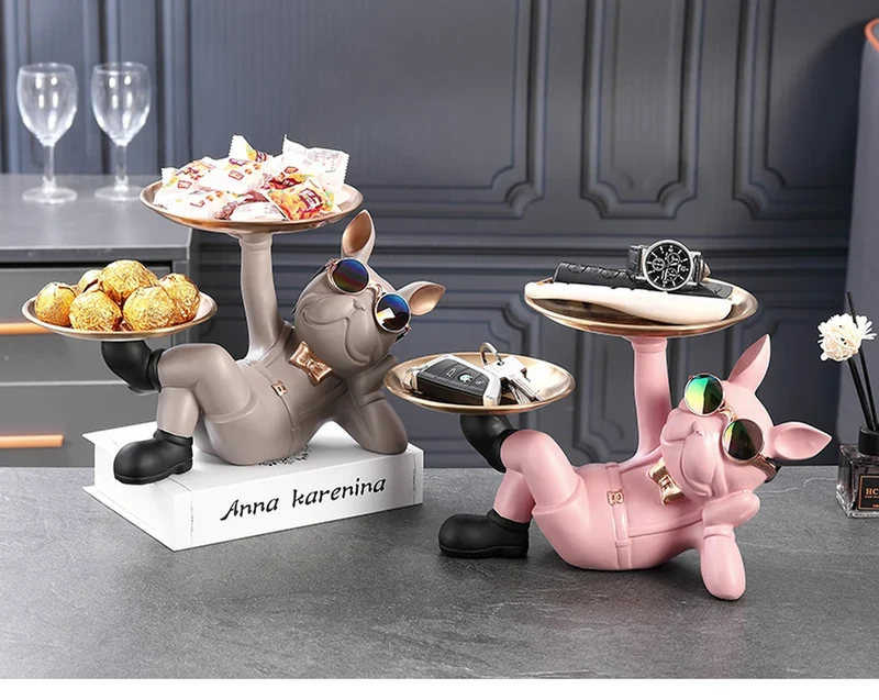 Bulldog Animal Figurines Cool Dog Statue Sculpture Living Study Room Bedroom Decor Home Interior Decoration Accessories