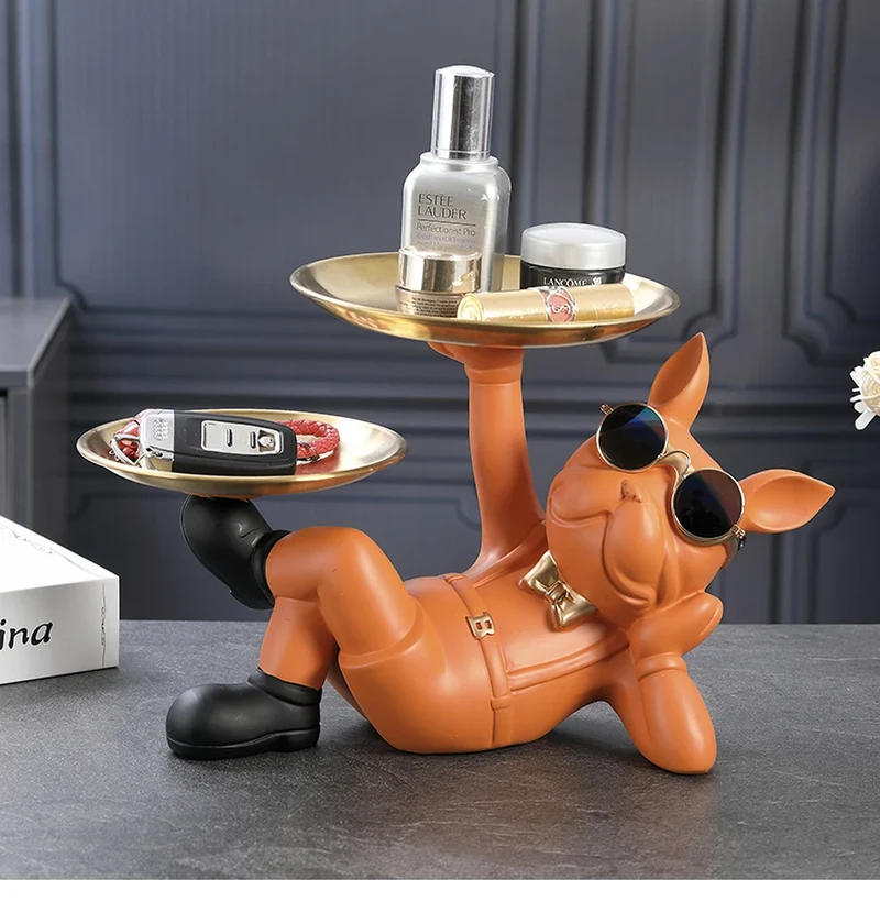 Bulldog Animal Figurines Cool Dog Statue Sculpture Living Study Room Bedroom Decor Home Interior Decoration Accessories