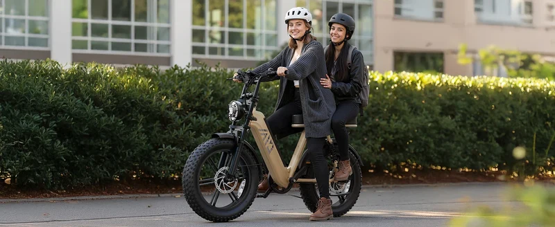 TST R00C 1500W Electric Bike, 48V 15Ah, 28 MPH, 50-60 Miles Range, 20" Fat Tires, Rear Seat