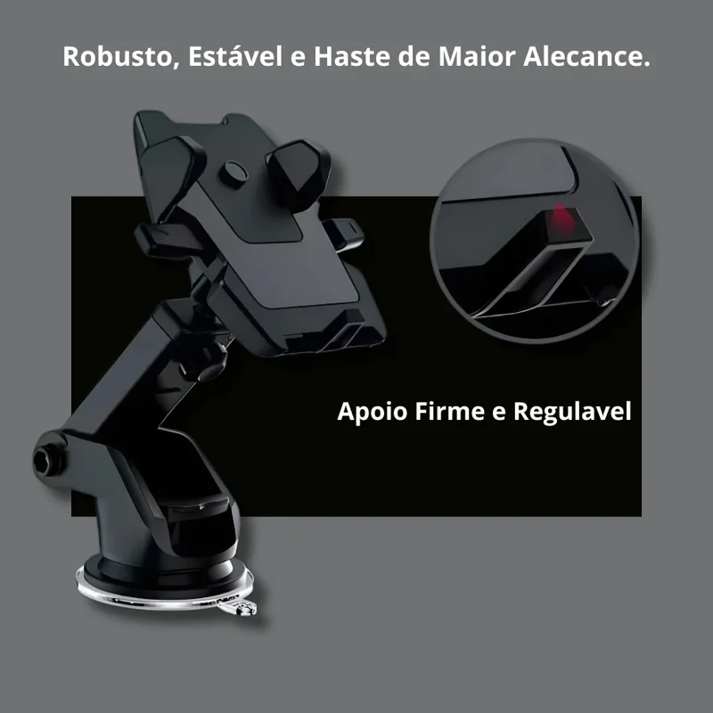 Suporte Celular GPS Carro Resistente Firme Haste Ajuste Prolongável Rotação 360 Base