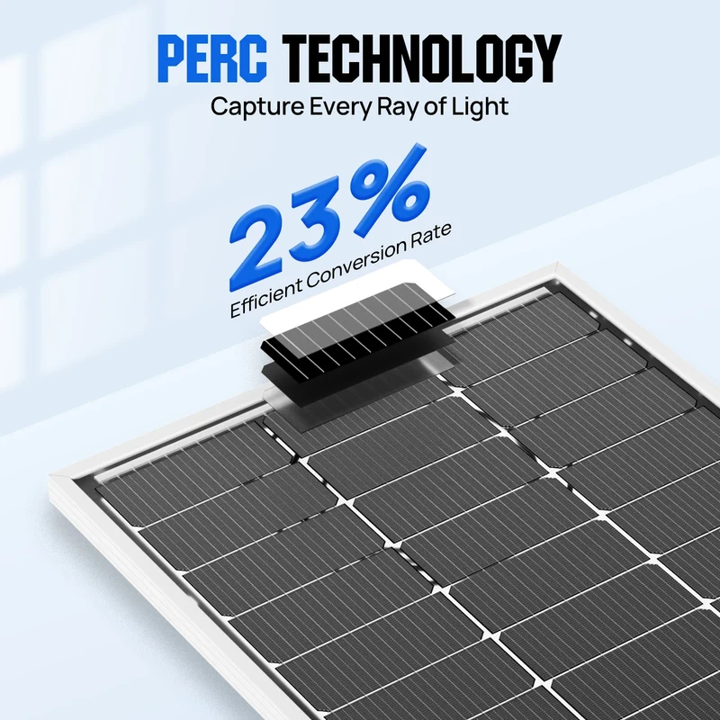 ECO-WORTHY Bifacial 100 Watt 12 Volt Solar Panel Monocrystalline Rigid High-Efficiency PV Module Power Charger for Sunsheds,Rvs
