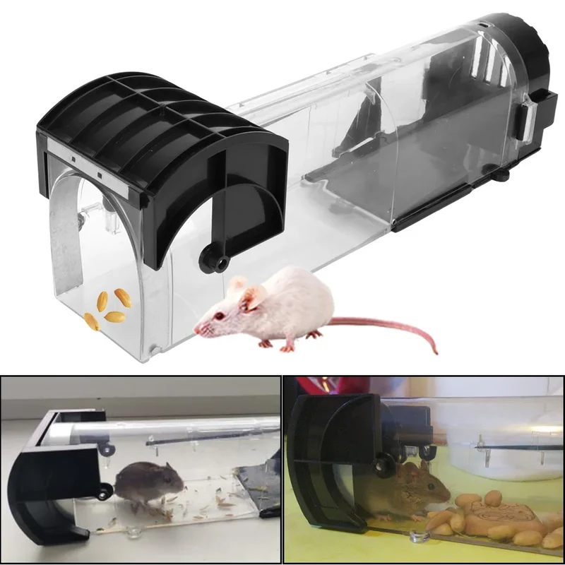 Mousetrap Safe Firm Humane Reusable Plastic Rodents Trap Household Mouse Catcher Smart Self-locking For Indoor Outdoor Garden