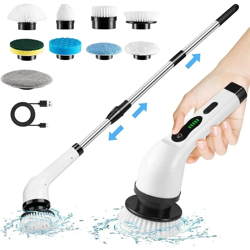 Cordless Multifunctional Electric Cleaning Brush - Spin Scrubber Portable Toilet Mop for Kitchen & Bathroom