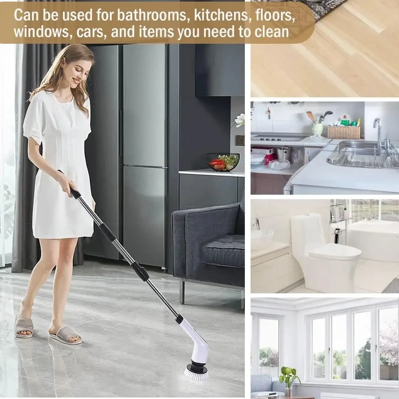 Cordless Multifunctional Electric Cleaning Brush - Spin Scrubber Portable Toilet Mop for Kitchen & Bathroom