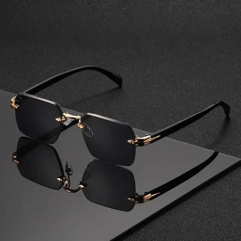 Rimless Rectangle Sunglasses for Women and Men – Fashion Small Square Frameless Shades, Summer Travel UV400 Protection Eyewear, Classic Unisex Oculos