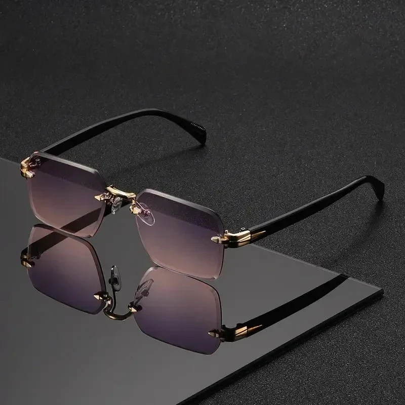 Rimless Rectangle Sunglasses for Women and Men – Fashion Small Square Frameless Shades, Summer Travel UV400 Protection Eyewear, Classic Unisex Oculos