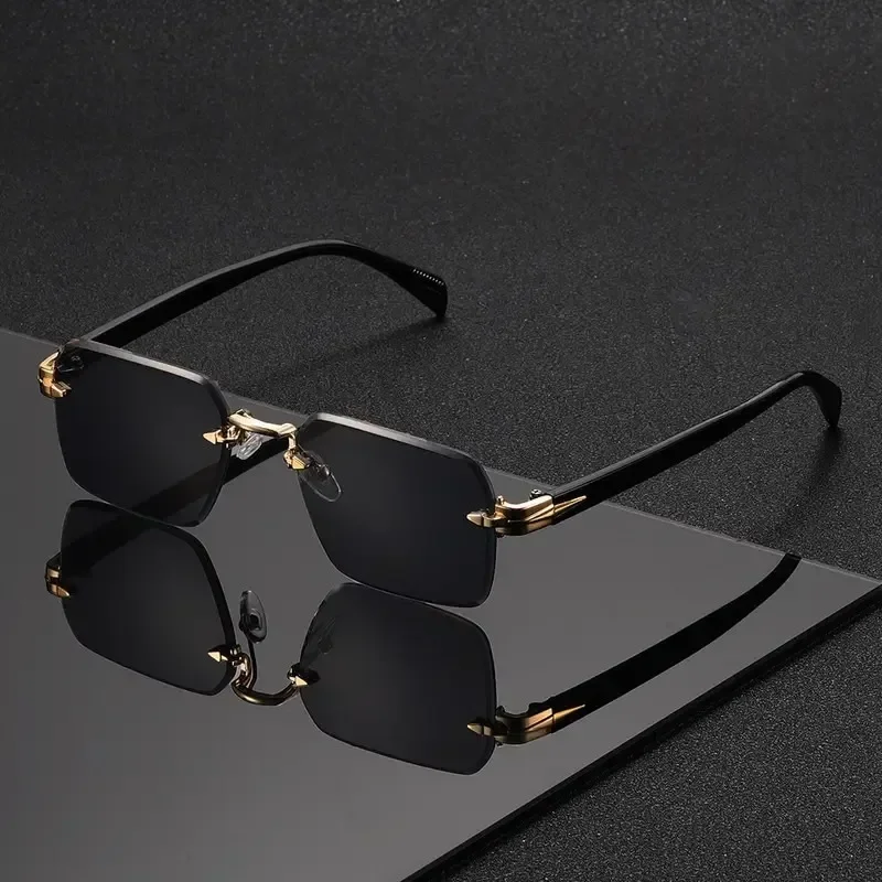Rimless Rectangle Sunglasses for Women and Men – Fashion Small Square Frameless Shades, Summer Travel UV400 Protection Eyewear, Classic Unisex Oculos
