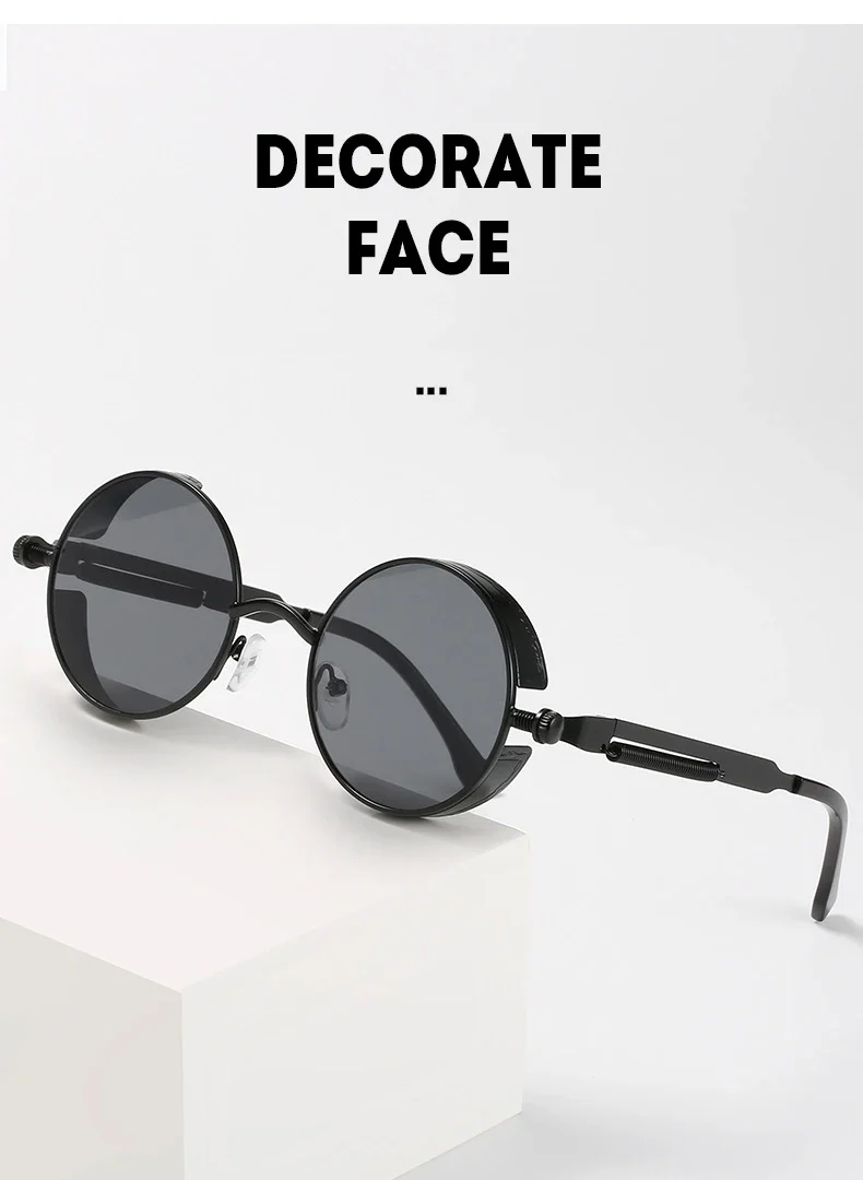 Metal Steam Punk Style Sun Glasses Steampunk Fashion Men Retro Round Sunglasses