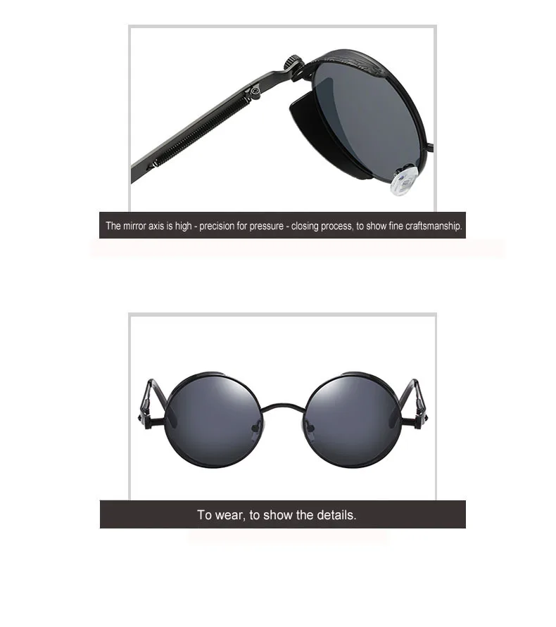 Metal Steam Punk Style Sun Glasses Steampunk Fashion Men Retro Round Sunglasses