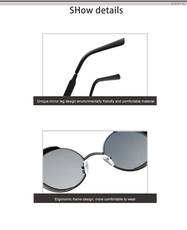Metal Steam Punk Style Sun Glasses Steampunk Fashion Men Retro Round Sunglasses